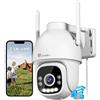 Ctronics2.5K 4MP 3G/4G LTE Telecamera con Sim Esterno, PTZ IP Videocamera Sorveglianza, Visione Notturna a Colori, Rilevamento Umano, Tracciamento Automatico, Audio Bidirezionale, Bianco (Bianco)