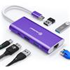 UtechSmart - Hub USB C, 6 in 1, adattatore USB C a HDMI, con Ethernet da 1000 m, PD 100 W, 3 porte USB 3.0, adattatore multiporta, compatibile con MacBook Pro, dispositivi Chromebook USB C (viola)