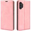 Fertuo Cover per Samsung Galaxy A13 4G, Custodia a Libro in Pelle Flip Case Portafoglio con Porta Carte, Chiusura Magnetica [Interna in Silicone Morbido] Cover per Samsung Galaxy A13 4G, Rosa