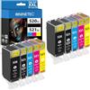 NINETEC Inchiostro compatibile con PGI-520 XL CLI-521 XL per Canon Pixma iP3600, iP4600, iP4600X, iP4700, MP540, MP550, MP560, MP620, MP630, MP640, MP980, MP990, MX860, 0, MX870, set da 10 pezzi