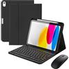 Bueuwe Custodia con Tastiera per iPad A16, 11ª Generazione 2025 / 10ª Generazione 2022 (11/10,9 Pollici), Tastiera Bluetooth Wireless Staccabile con Supporto per Apple Pencil,Mouse Bluetooth,Nero