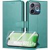 Mofurd Cover per Honor 600 Lite 5G Libro in Pelle PU, [con 2 Pezzi Pellicola Vetro Temperato] Custodia Portafoglio Antiurto [Blocco RFID] [Funzione di Supporto] [Slot Schede], Verde