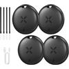 AIYATO Smart Tracker Tag 4 Pezzi - Ricarica USB-C Localizzatori GPS Compatibile con Apple Dov'è (Solo iOS), per Portafogli, Chiavi, Zaini, Bagagli, Segnale Acustico, Posizionamento Globale, Nero