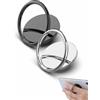 YIPFEN Anello Supporto Telefono 2pz Ultra Sottile 3.5mm Metallico 360° Rotazione, Presa Sicura e Stand Anti-Caduta. Soluzione Universale Nero+Argento.