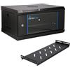 Extralink Armadio Rack 19 pollici 4U - Armadio di rete da 400 mm, SET con Mensola, fino a 60 kg, porta in vetro temperato, apertura a 180°, nero - per rete domestica e apparecchiature informatiche