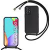 Beajew Custodia per Samsung Galaxy A52/A52S Cover con Regolabile Rimovibile Corda da Catena Collana Necklace Antiurto Cordino Collari per Samsung Galaxy A52/A52S, Nero
