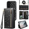 Asuwish Custodia per telefono Samsung Galaxy Z Fold 6 5G 2024 con cerniera, portafoglio staccabile, copertura magnetica con catenina per tracolla, scintillante, con porta carte di credito, ZFold6 Z6 G Fold6