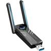 HOISGEAR Chiavetta WiFi USB per PC Fisso, WiFi 6 Adattatore USB 3.0 Portatile Adattatore Wireless 2x3dBi Antenne Adattatore WiFi Dual Band 2.4GHz/5.8 GHz WEP WPA2/WPA3-PSK per Win7/Win10/Win11