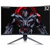 LC-Power Monitor 32 Curvo Full HD, 165Hz Frameless VA 1920x1080, 1ms (MPRT), AMD FreeSync Premium, DP, HDMI, Attacco VESA, Flicker Safe, Nero