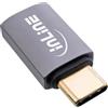 InLine Adattatore USB4, da USB-C maschio a USB-C femmina, velocità dati 40 Gb/s, 240 W Power Delivery, video 8K@60Hz, alloggiamento in alluminio, grigio, 35900F