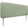 DHOME Testiera Imbottita Liscia Arrotondata in Lino Naturale con Gambe per Parete Acustica Testate Letto Fonoassorbenti Camera da Letto (Verde, 160cm)
