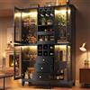 SUKY Mobile per vino, 3 cassetti, portabottiglie e bicchieri da vino, 180,5 x 120 x 40 cm, colore nero