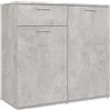 Homgoday Credenza, mobiletto per libri con mensola, armadio resistente per camera da letto, soggiorno e cucina, mobili per casa e ufficio, grigio cemento, 80 x 36 x 75 cm, legno ingegnerizzato