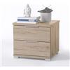 Stella Trading Comodino universale, effetto rovere San Remo chiaro, elegante con 2 cassetti per il vostro letto con contenitore, 46 x 43 x 42 cm, L x A x P