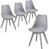 JZGORC Set di 4 sedie da cucina in stile nordico, gambe in plastica, sedili imbottiti in similpelle, Adatte per Sala da Pranzo, Soggiorno, Cucina, Camera da Letto-Grigio