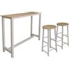 MB Muebles Bonitos, Tavolo Alto da bar con 2 Sgabelli Ani, Barra da cucina in Stile Minimalista con Gambe in Metallo, Melamina Opaca, Nero e Sonoma, 140x100x40 cm
