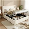 Cayipng Letto matrimoniale con contenitore,letto imbottito 160 x 200,letto contenitore matrimoniale con rete a doghe,letto matrimoniale contenitore con testiera imbottita, letto idraulico, bouclé, Beige