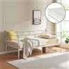 [en.casa] Divano Letto in Metallo con Materasso a Schiuma Fredda 90x200 cm Letto Singolo Decorativo Sofa con Testiera e Pediera in Stile Vintage - Bianco
