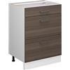 Vicco Mobiletto base per cucina R-Line, Grigio nobile, 60 cm con cassetti, senza piano di lavoro, per la libera combinazione all'interno di sistemi cucina modulari