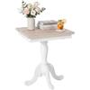 CLP Tavolino d'Appoggio Legno Quadrato Lorne, Tavolino da Salotto con Piano in Mindi e Gambe Shabby Chic, per Divano, Stile Country | Colore Natura/Bianco Dimensione 50 cm