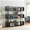 [en.casa] Scaffale da Terra Libreria con 3 Scomparti e Ripiani Aperti Mobile Espositore per Casa Ufficio Negozio 180 x 180 x 33 cm - Nero