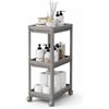 sugodesign Peggy - Organizer da cucina e bagno a 3 ripiani con ruote, carrello compatto per bagno e cucina, 3 ripiani, montaggio senza attrezzi (grigio)