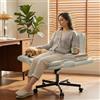Ckaff Sedia da Ufficio con Braccioli Regolabili a 5 Livelli, Sedia Ufficio Scrivania in Pelle PU con Ampio Cuscino, Poltrona Girevole con Altezza Regolabile e Schienale Reclinabile, Beige