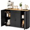 hitsuki Credenza Cucina Nera 110 x 30 x 70 cm Mobiletto Cucina Salvaspazio Mobile Dispensa Cucina con 4 Ante e 1 Cassetto Madia Mobile da Cucina per Soggiorno Ingresso Corridoio