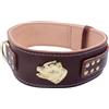 MD Gear Unique American Bully Gold - Collare per cani in pelle con testa di bullo americano (grande: 58,4 cm - 71,1 cm, marrone)