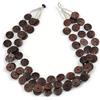 Avalaya Collana a tre fili con perline in legno e vetro trasparente a forma di bottone, colore marrone, lunghezza 60 cm