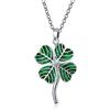 Bling Jewelry San Patrizio Trifoglio Irlandese Verde Portafortuna Ciondolo A Quattro Foglie Per Donne Adolescenti Argento Sterling .925