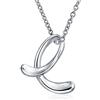 Bling Jewelry Lettera E Alfabeto Corsivo Script Iniziale Collana Pendente Per Le Donne .925 Argento Sterling 18 Pollici