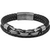 PVUVTNAHW Gioielli Punk Intrecciati da Uomo con Bracciale in Pelle vichinga con Ciondolo in Acciaio Inossidabile Multistrato(22cm)