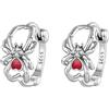 Qings Orecchini a Cerchio Ragno in Argento 925 Piccoli Orecchini a Forma di Animale di Halloween con Zirconi Rossi a Cuore da Donna
