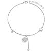 Flyow Cavigliera in argento sterling 925, con ciondoli a forma di occhio di Allah e mano di Fatima/farfalla/croce/nodo celtico/cuore, per donne e ragazze, regolabile, 22,8-25,4-28 cm, Argento sterling,