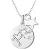 FANCIME Vergine Segno Zodiacale 12 Costellazione Ciondolo Collana in Argento Sterling 925 Placcato Oro Bianco Gioielli per Donna Ragazze Bambini - Catena Lunghezza: 40 + 5 cm