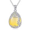 YAFEINI Collana in argento Sterling 925, con pietra di luna, in filigrana, per donne e ragazze, Argento sterling, Catena di agata gialla dell'albero della vita di LL