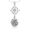 NUDO DE BRUJA Y TETRAGRÁMATON Collana doppia protezione ciondolo tripla medaglia di San Benedetto, in argento sterling 925 rodiato, catena da 45 cm, Pequeño, Argento sterling, Non è una pietra