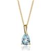 MIORE Collana Donna, Goccia Topazio Blu Naturale, Ciondolo Oro Giallo 9KT 375, Catenina Argento 925 Placcata Oro 18Kt, Gioiello Anallergico, Elegante Portagioie