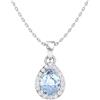 Diamondere Natural and Certified Pear Gemstone and Diamond Halo Drop Petite Necklace in 9 ct Solid Gold | 0,45 carati Pendant with Chain