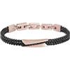 Breil, Collezione Edit Out, Bracciale Uomo in Acciaio Bicolor Specchiato e Satinato, con Maglia ed Elemento Centrale Nero, Pratica Chiusura, Lunghezza Regolabile 17-22cm, Idee Regalo Uomo, Rose-Nero