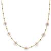 NICANDRA Collana Donna Oro Placcato 14 Kt con Perline e Fiorellini Rosa - Girocollo in Acciaio Inossidabile Regolabile 38-46 cm - Made in Italy