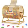VEVOR Tamburo per lotteria VEVOR, 410 x Ø 302 mm, tamburo con capacità di 5000 biglietti o 200 palline da lotteria, tamburo per estrazioni con manovella e supporto triangolare, per eventi e feste, color oro