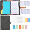 Lrocotanc Budget Planner Binder A6 PU Leather Budget Binder Finanziario Planner Binder con fogli di budget,tasche,divisori e note adesive per la pianificazione e gestione delle finanze(Grigio)