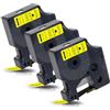 Labelwell 3x Labelwell Nastri per Etichette per Dynmo 45018 S0720580 Nastro per Etichette D1 Nero su Giallo per Dynmo LabelManager 160 280 210D 360D LM160 LM210D LM280 per Dynmo Labelpoint 150 200 300, 12mm x7m