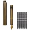 SIPLIV Penna stilografica color bronzo paragrafo corto tasca mini penna stilografica da viaggio con 20 pezzi cartucce di inchiostro nero - esagonale, pennino extra fine in iridio (0,38 mm)