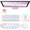 Sushret Poggiapolsi a Nuvola per Tastiera, Set 4-in-1 in Memory Foam con Rivestimento in Pelle, Supporto Ergonomico per Braccio e Palmo, Accessori per Gaming e Ufficio