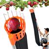 BOUDECH Pametik - Raccoglitore di Frutta a Imbuto Manico Telescopico 4m con Supporto e Borsa in Tessuto per Raccolta di Mele Arance Pere Arancione e Nero