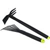COM-FOUR® Set di attrezzi da giardino premium in 2 pezzi composto da piccole scope e doppia zappa - accessori ideali per lavori di giardinaggio (Set 2-2 pezzi)