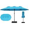 RELAX4LIFE Ombrellone Doppio da Giardino 4,5 x 2,4 M, Ombrellone da Balcone con Apertura a Manovella, 2 Sacchi di Sabbia Parasole per Patio, Cortile, Ristorante o Bar (Turchese, 443 x 263 cm)